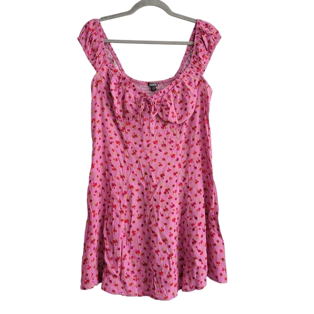 Wild Fable Babydoll Flirty Rosette Mini Dress‎ Pink Milkmaid Size Medium